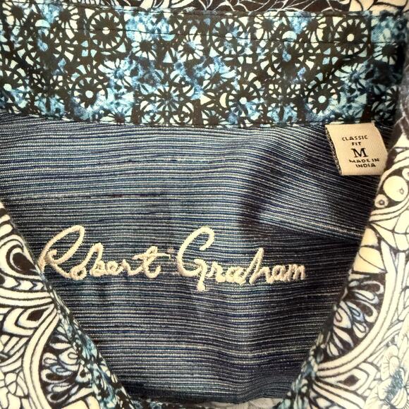 Robert Graham Woven Button Front Long Sleeve Shirt Edgar Navy Tattoo Floral M - Picture 4 of 9